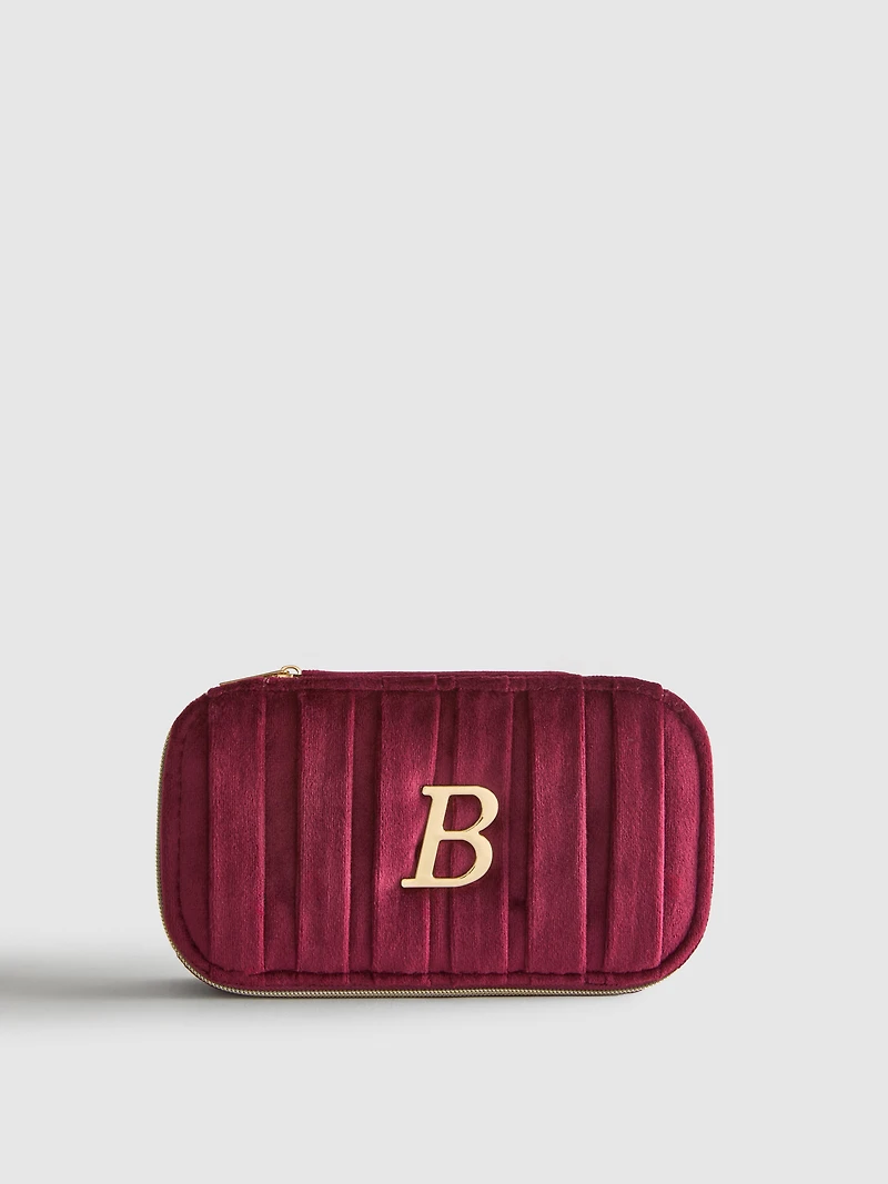 Rectangle Velvet Initial Jewelry Box