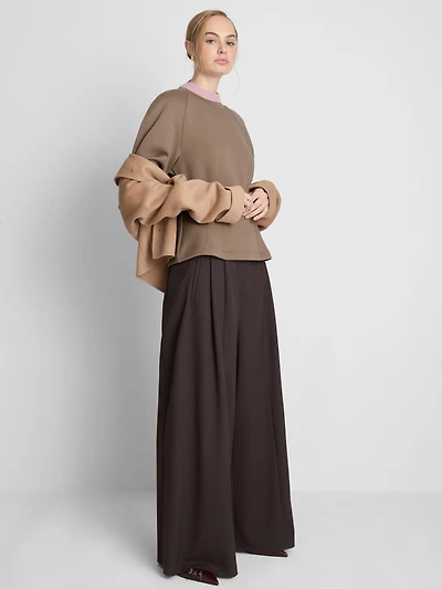 Women's Mocha The Edit Structured Crew Neck Sweate