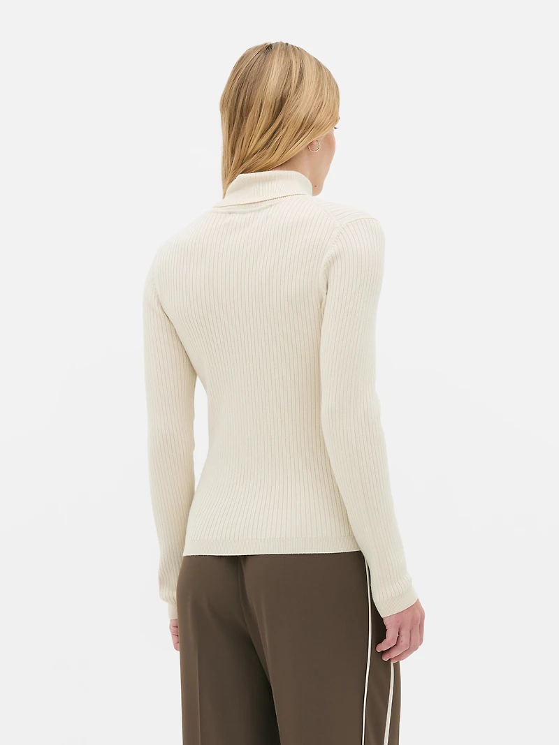Ribbed Roll Neck Sweater