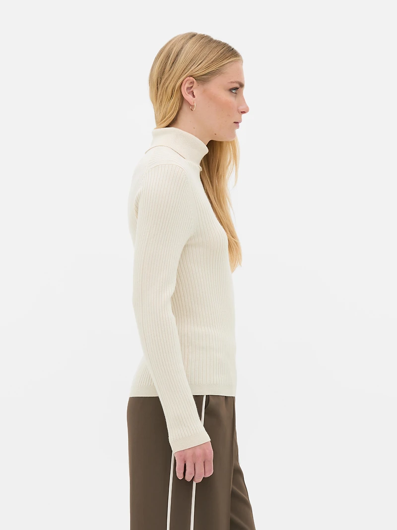 Ribbed Roll Neck Sweater