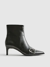 Buckle Detail Heeled Ankle Boots
