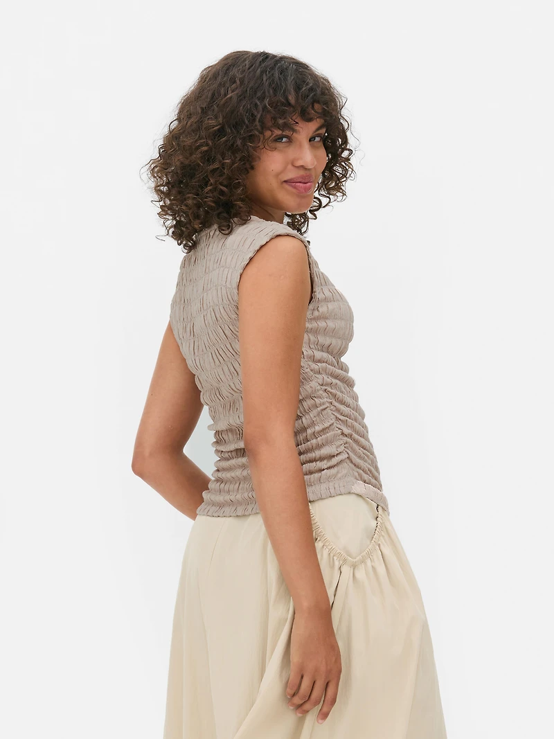 Ruched Side Crinkle Tank Top