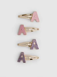 4-Pack Initial Snap Hair Clips