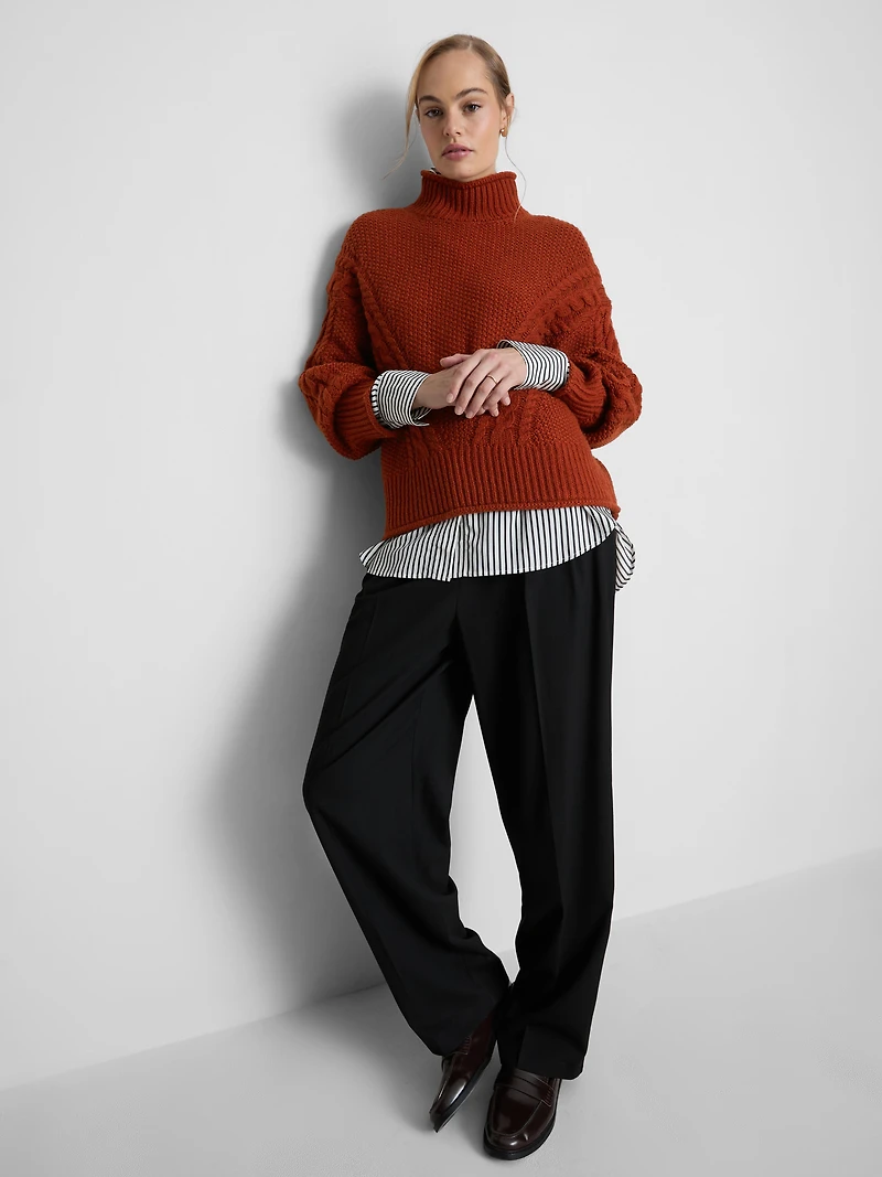 The Edit Turtle Neck Cable Sweater