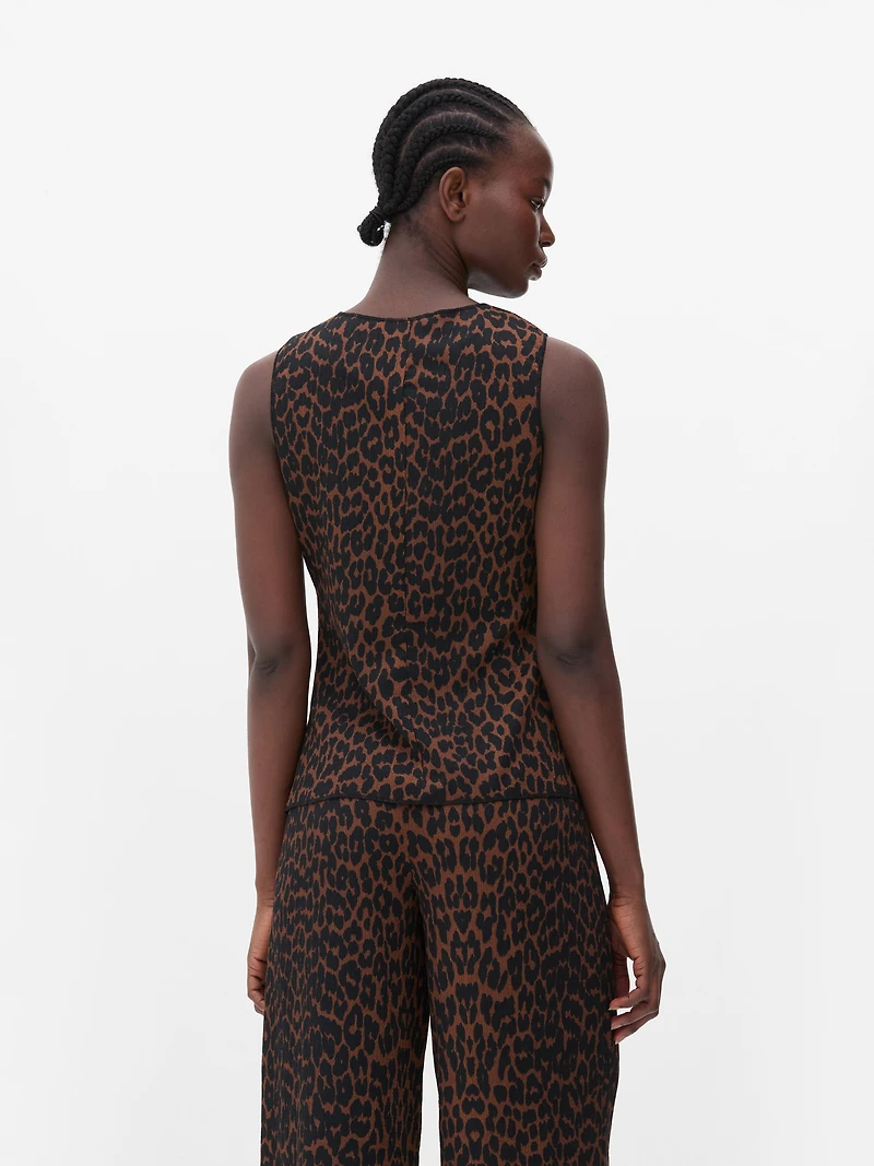 Leopard Crinkle Vest