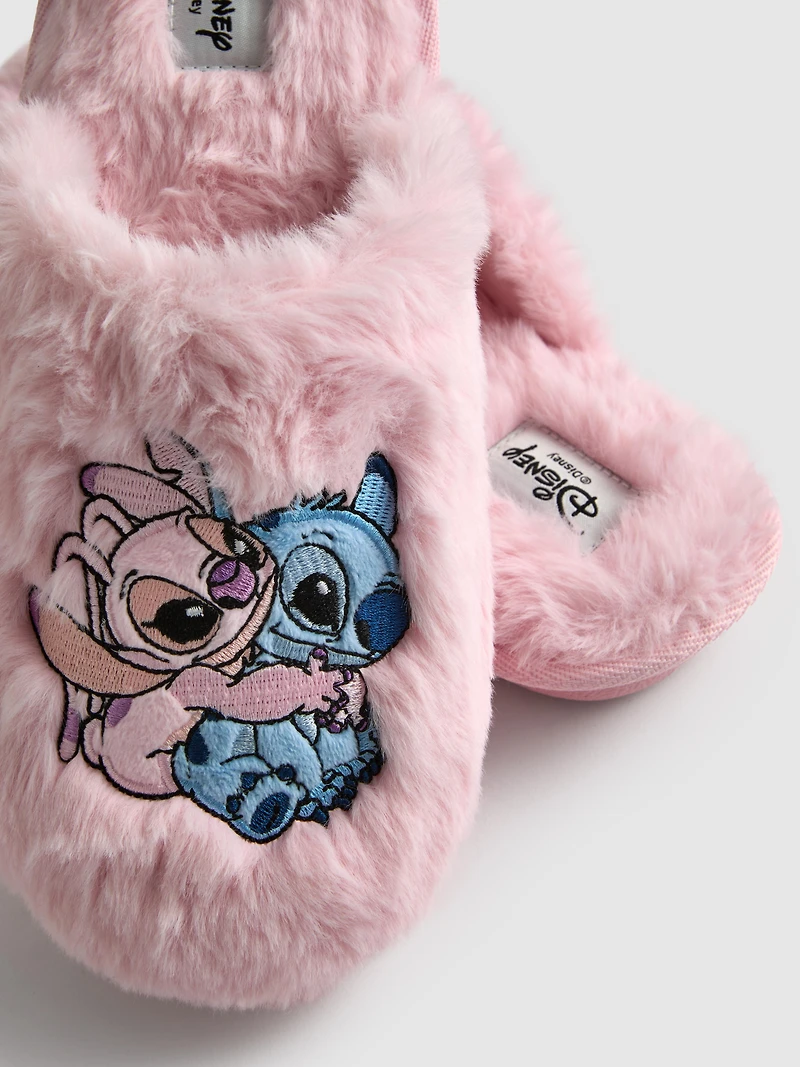 Disney’s Stitch Fluffy Mule Slippers in Gift Bag