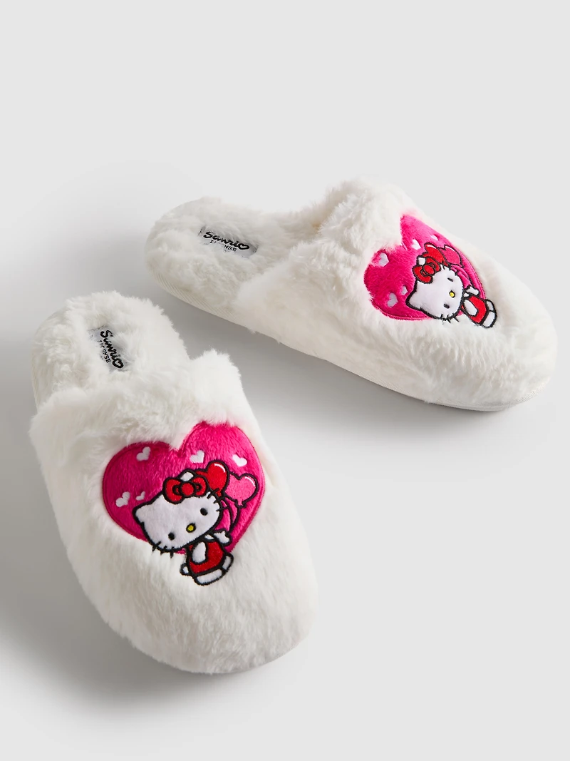 Hello Kitty Fluffy Mule Slippers in Gift Bag
