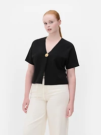 Crepe V-Neck Cardigan