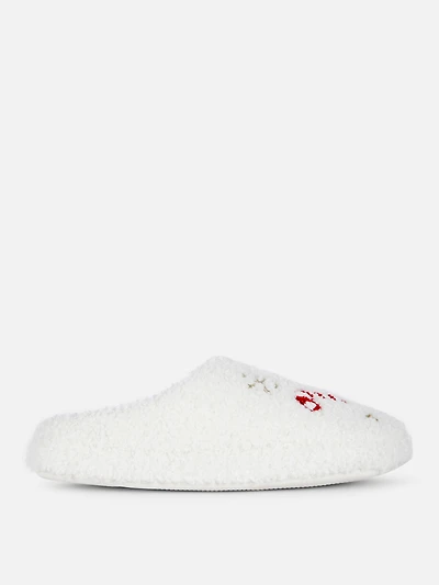 Borg Candy Cane Mule Slippers