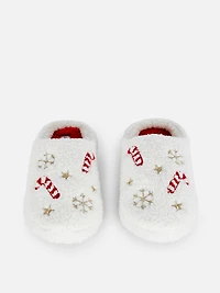 Borg Candy Cane Mule Slippers