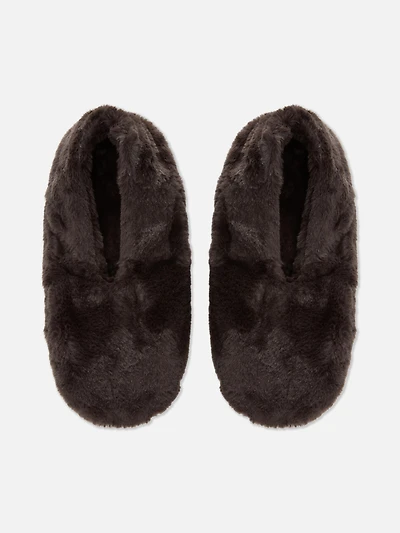 1pk Faux Fur Slipper Socks