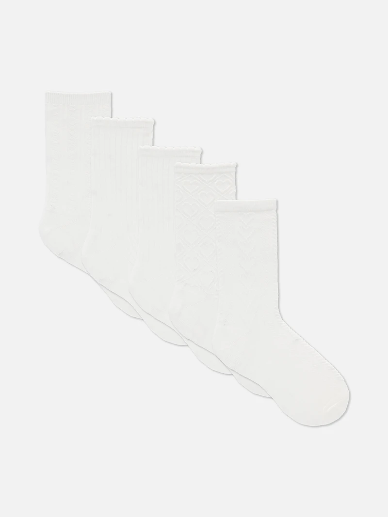 5pk Textured Crew Socks