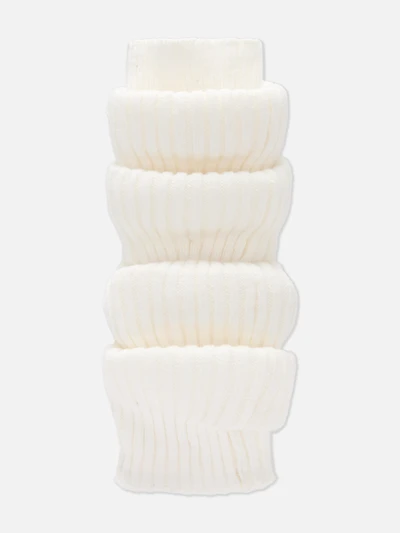 Women's White 1pk Ribbed Leg Warmers