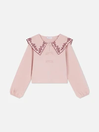 7-15yrs | Floral Embroidered Collared Blouse