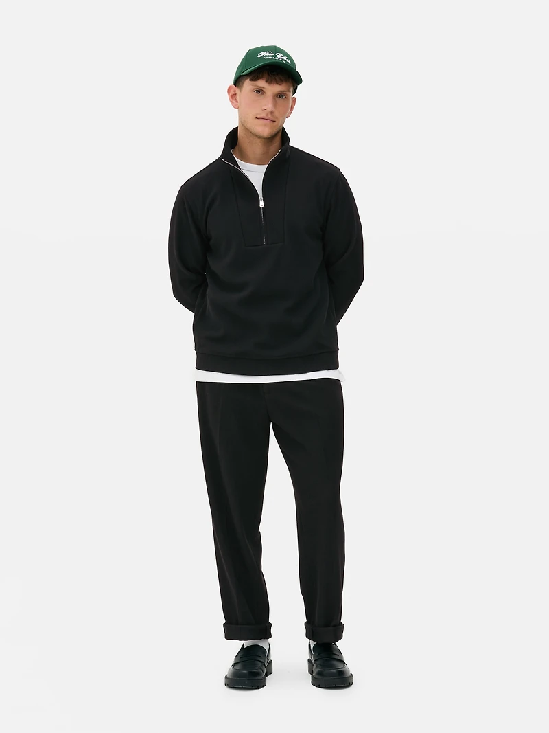 Quarter Zip Plisse Sweatshirt