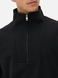 Quarter Zip Plisse Sweatshirt