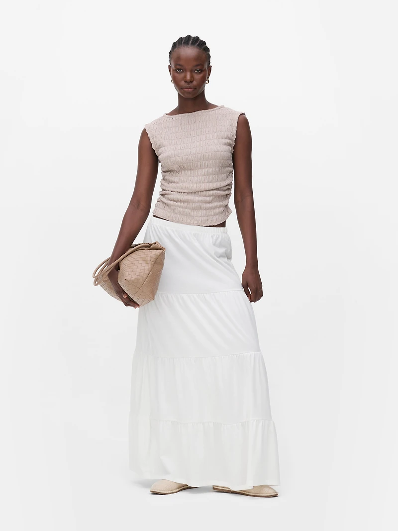 Cotton Tiered Maxi Skirt