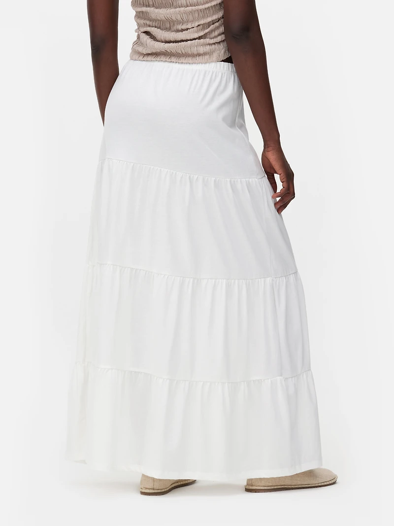 Cotton Tiered Maxi Skirt