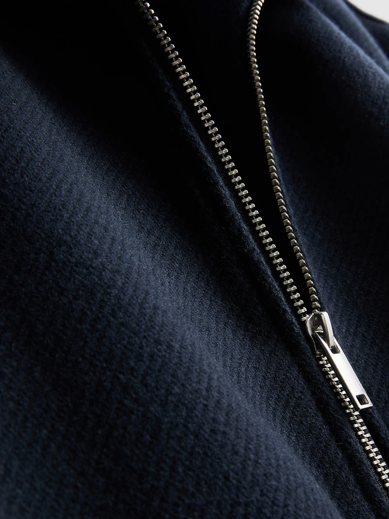 Zip-Up Twill Harrington Jacket