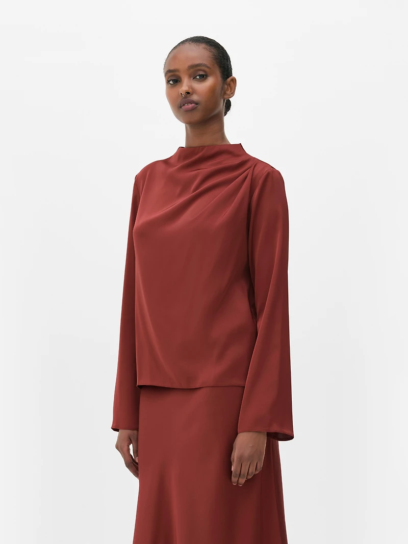Draped Satin Blouse