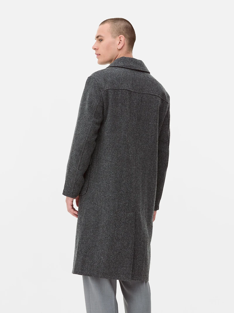 Double Breasted Herringbone Overcoat