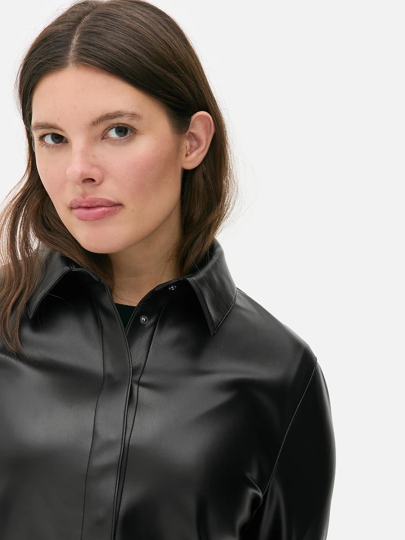 Faux Leather Overshirt