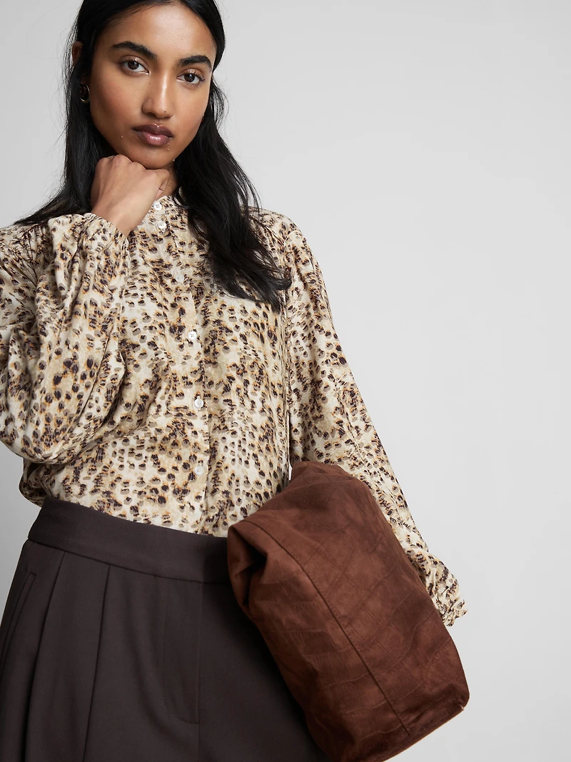 Button-Up Long Sleeve Blouse