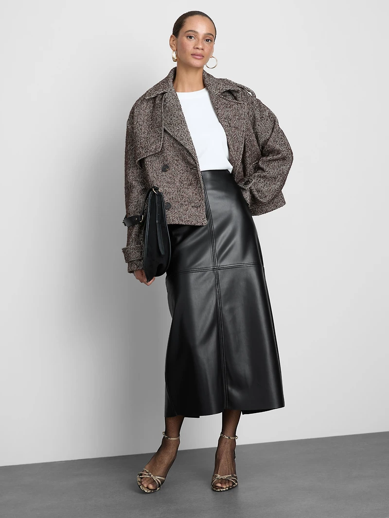 PU Midi Pencil Skirt