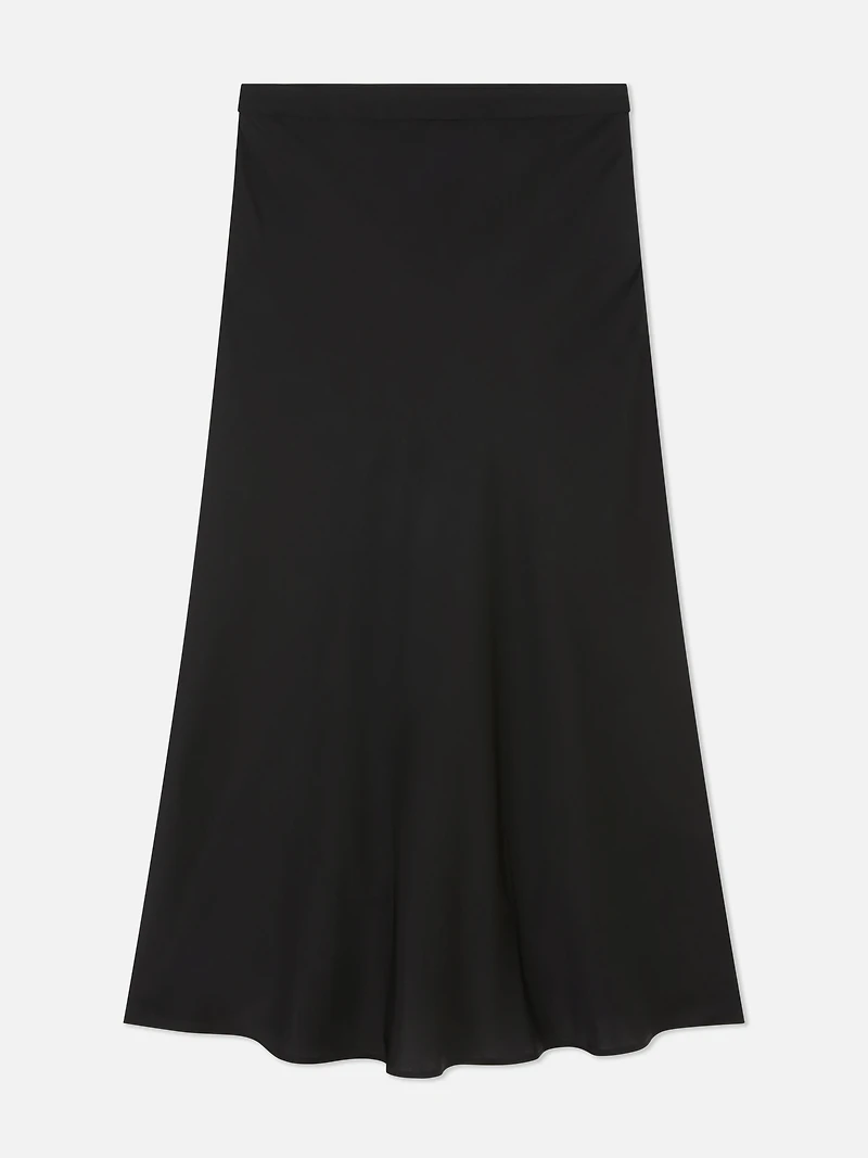 Satin A-Line Midi Skirt