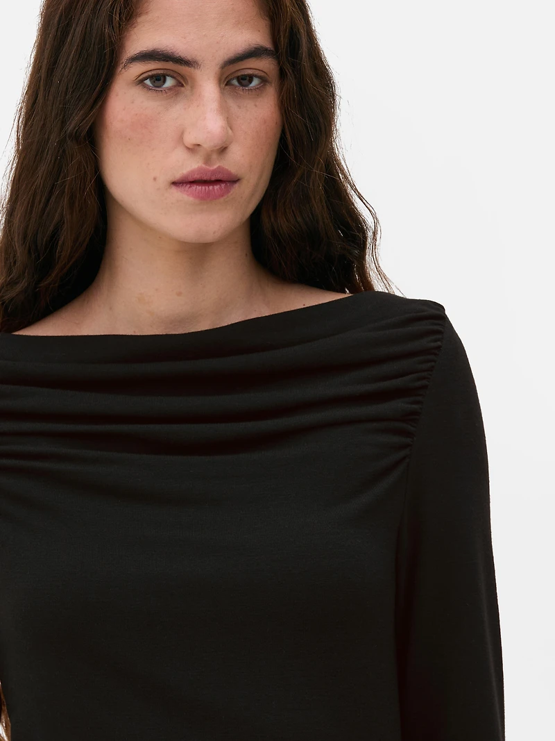 Ruched Front Long Sleeve Top