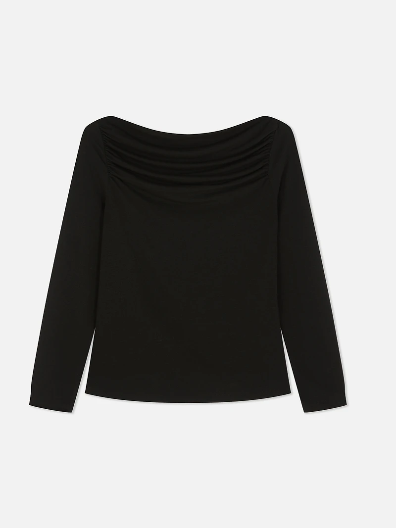 Ruched Front Long Sleeve Top