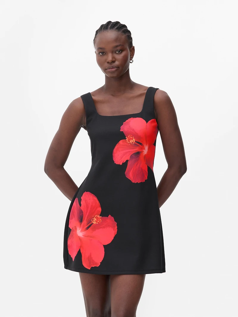 Hibiscus Strappy Mini Dress