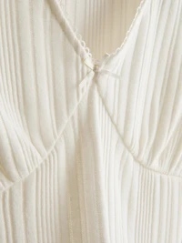 Ribbed Long Sleeve V-Neck Top