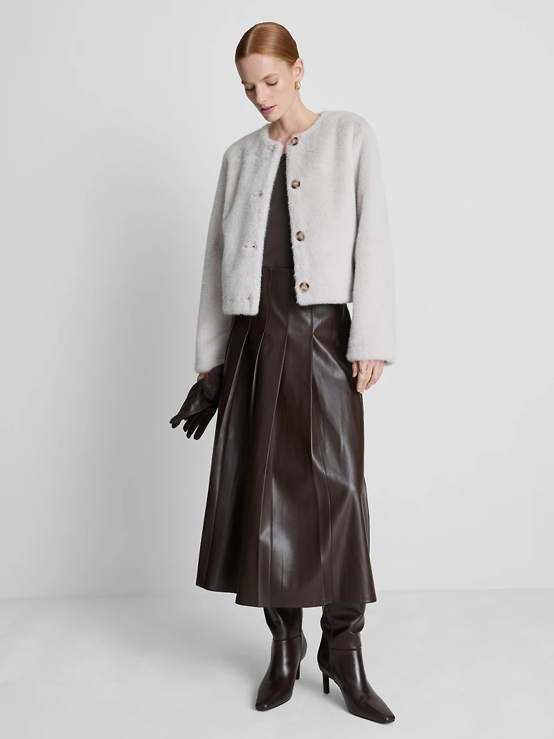 Paula Echevarría PU Pleated Midi Skirt