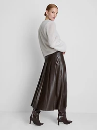 Paula Echevarría PU Pleated Midi Skirt