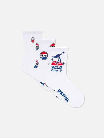 3pk Pepsi Cotton Rich Logo Crew Socks
