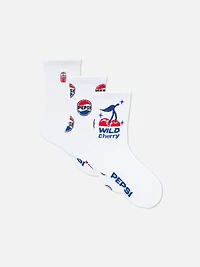 3pk Pepsi Cotton Rich Logo Crew Socks