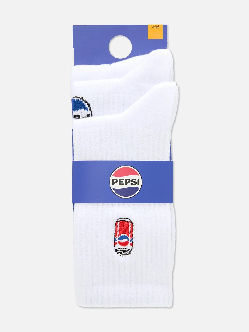3pk Pepsi Cotton Rich Logo Crew Socks