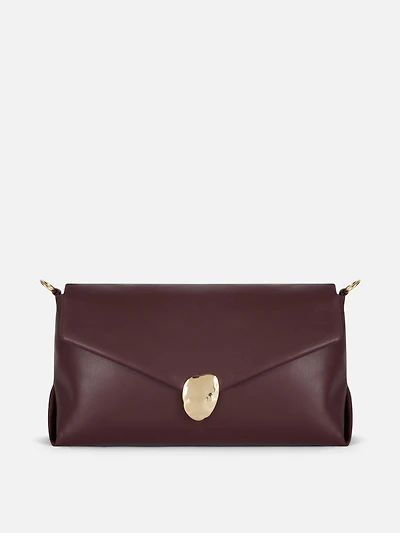 Faux Leather Metal Closure Clutch Bag