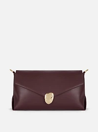Faux Leather Metal Closure Clutch Bag