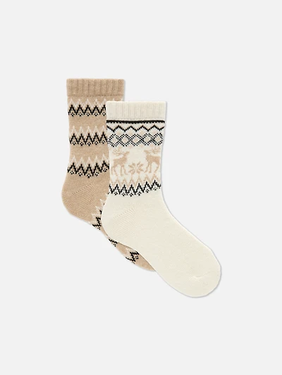 2pk Fair Isle Lounge Socks