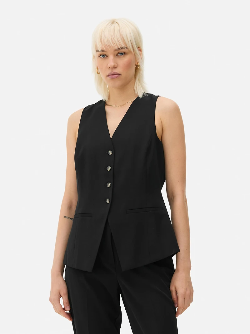 V-Neck Longline Waistcoat
