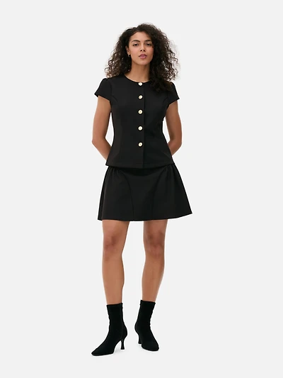 Cap Sleeve Button-Up Top