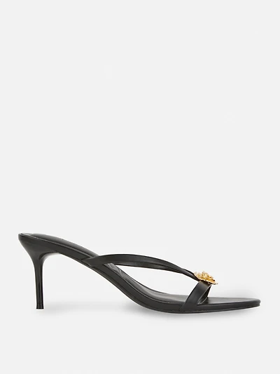 Metal Detail Kitten Mule Heels