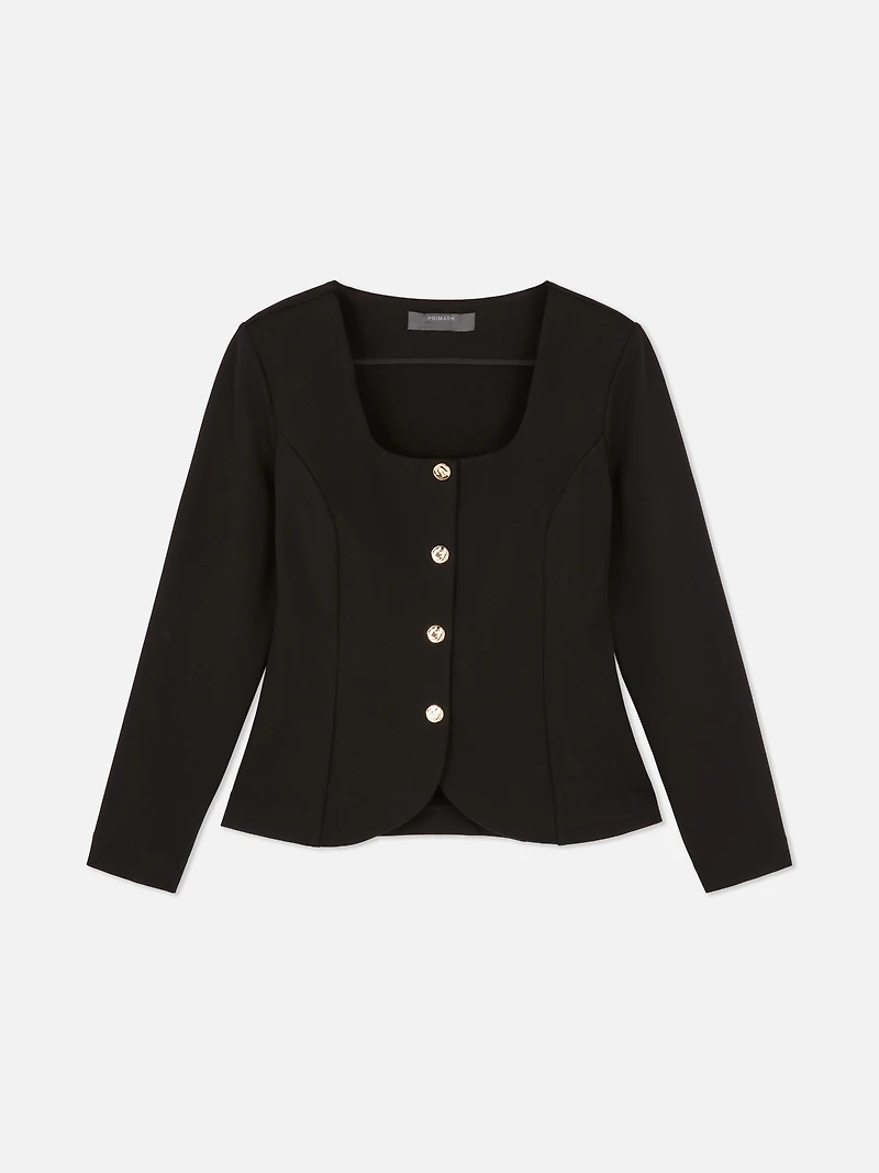 Fitted Button-Up Blazer