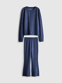 7-15yrs | Ribbed Cardigan and Flare Leggings Set