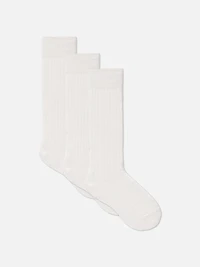 3pk Thick Ribbed Crew Socks