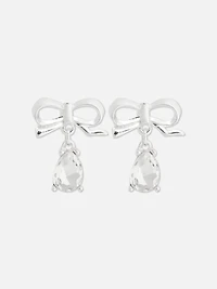 Bow Jewel Drop Stud Earrings