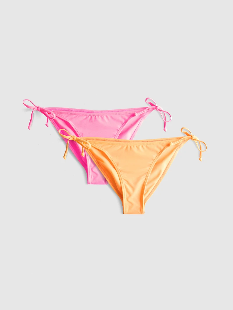 Women's Orange 2pk Tie-Side Bikini Bottoms