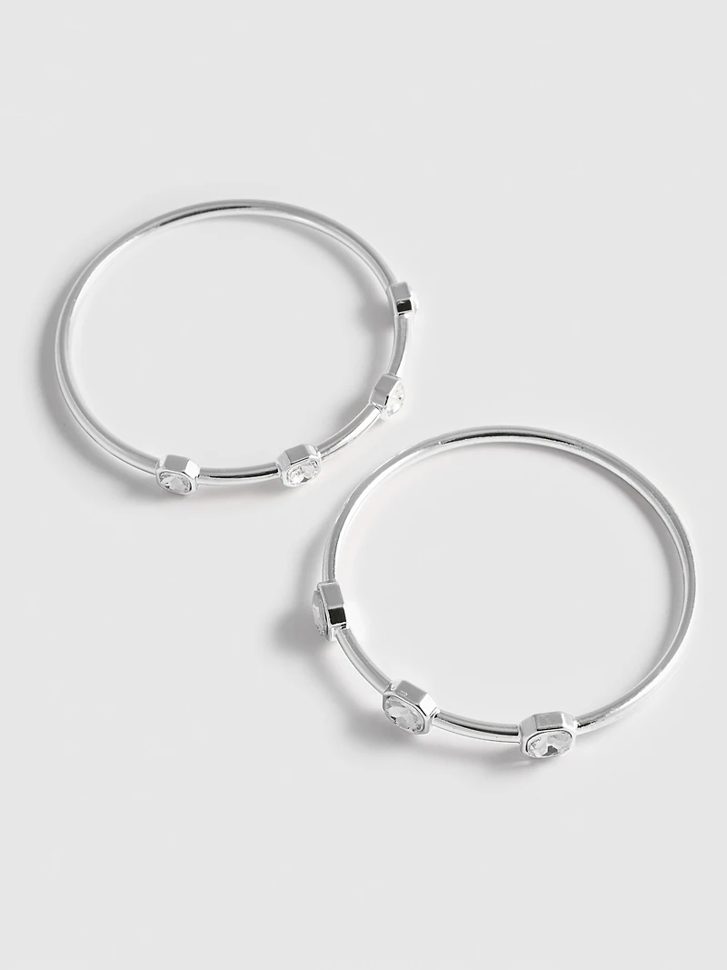 2pk Chunky Rhinestone Bangles